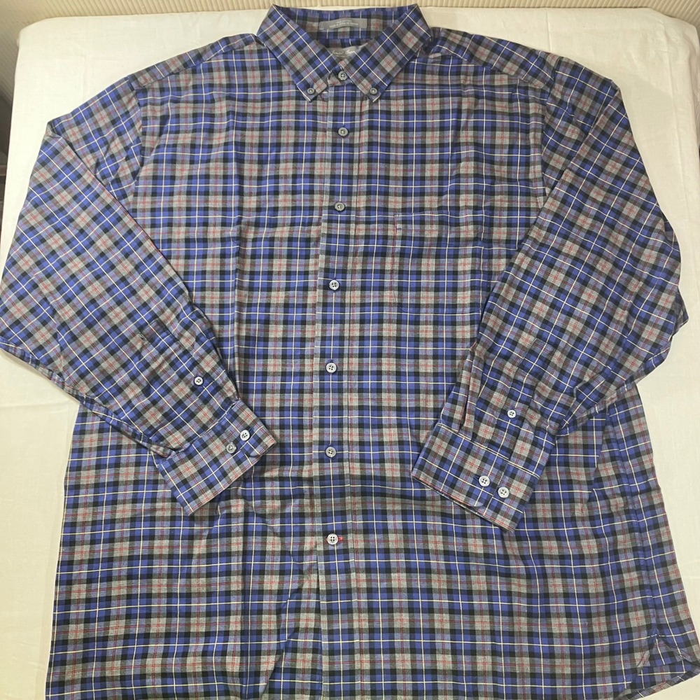 Daniel Cremieux‎ Signature Collection Plaid Button Down Shirt Mens XL Blue Grey